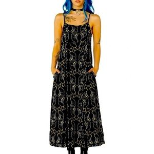 Dangerfield Black Friday ModCloth Y2K Cat Goth Black Maxi Dress US 14 UK 18 NWOT